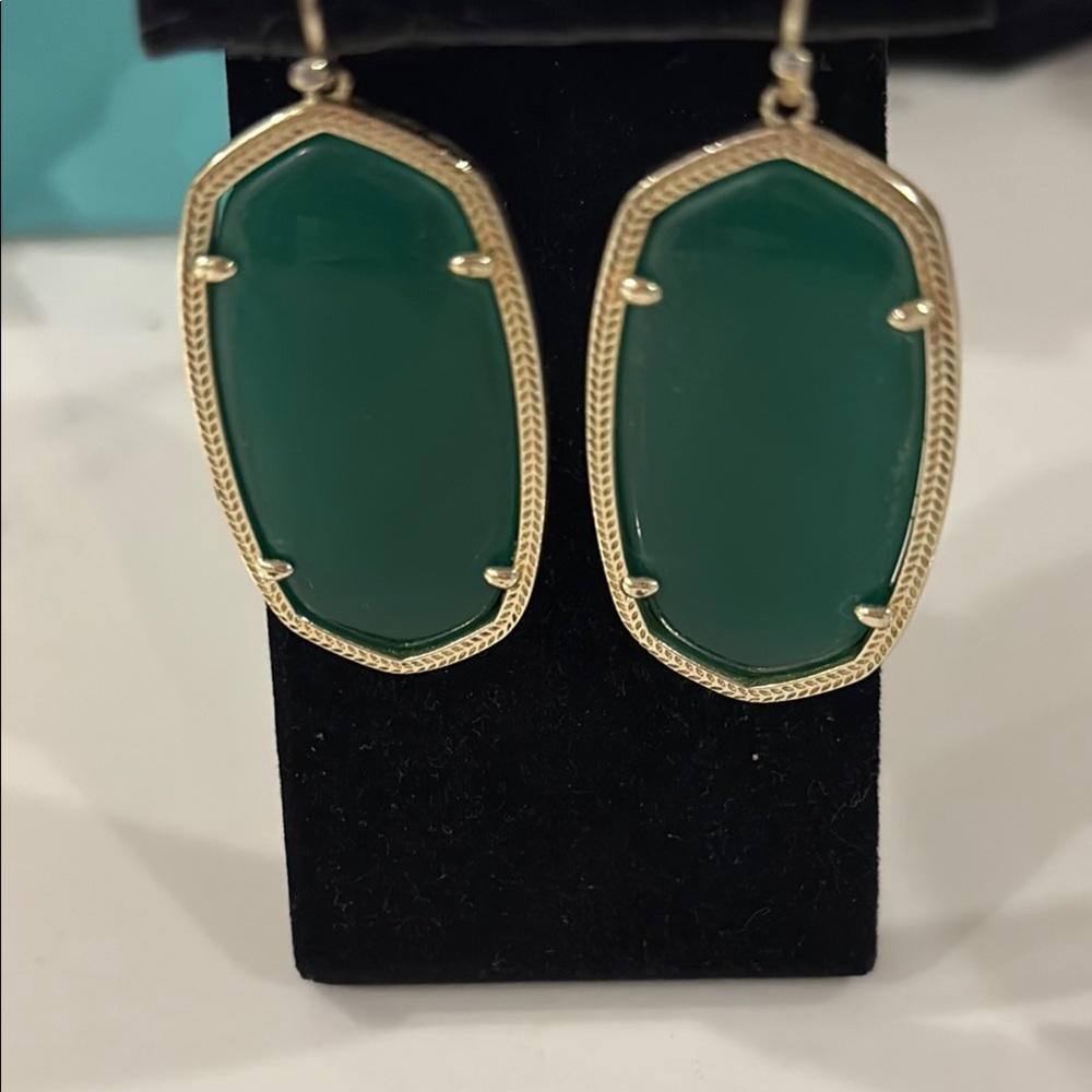 EUC Kendra Scott Green and Gold Geometric Earrings